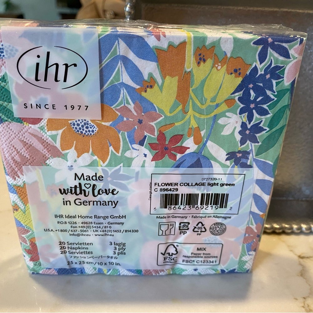 Mariposa (w label) Beaded Cocktail Napkin Tray & 20 sealed floral IHR napkins - Picture 5 of 8